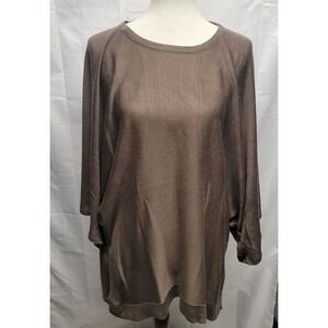Indigo Thread Womens 2XL Taupe Dolman Sleeve Slouch Boho Lagenlook Oversized Top